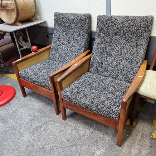 367 - Star Lot : A stylish pair of Mid Century Modern Probably Danish After Borge Mogensen armchairs with ... 