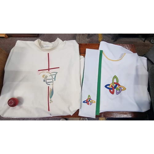 399 - Four Irish ecclesiastical priests garments including two chasubles and two stoles.