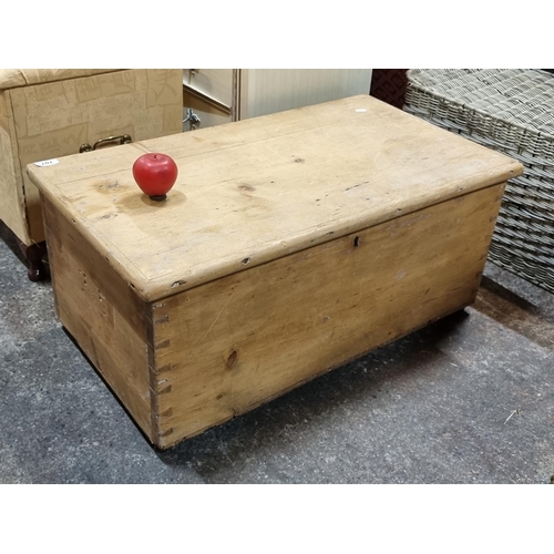 707 - Star Lot : A large well crafted 19th century carpenters chest with hinged lid and brass feet and Int... 