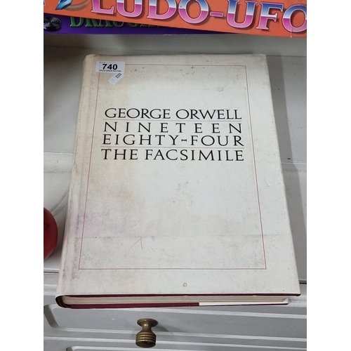 740 - A fascinating large hardback book of George Owell's Nineteen Eighty Four - The Facsimile. Features p... 