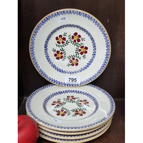 795 - A set of five Nicholas Mosse Irish spongeware pottery side plates. All in good condition.