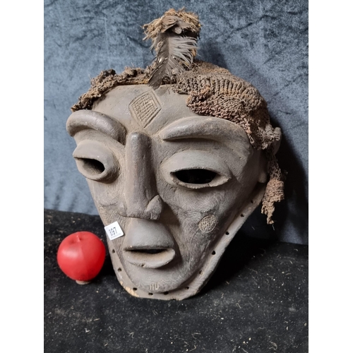 897 - Star Lot : A large antique Tribal highly detailed Makonde mask. Before Mozambique won its independen... 