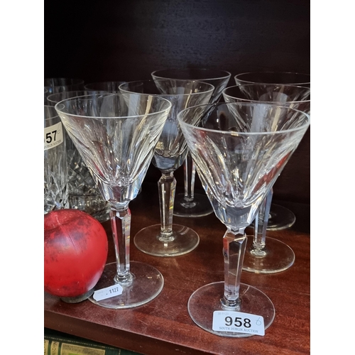 958 - Star Lot: A wonderful collection of six Waterford Crystal stemmed glasses in the Sheila pattern. All... 