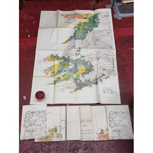 201 - Star Lot: A set of two antique and vintage Coimisiún na Gaeltachta maps of Ireland, both come in fou... 