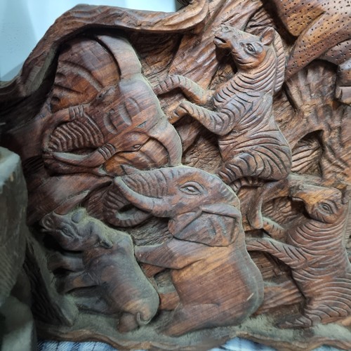 812 - Star Lot : An amazing very large hand carved wooden sculpture of the continent of Africa, featuring ... 