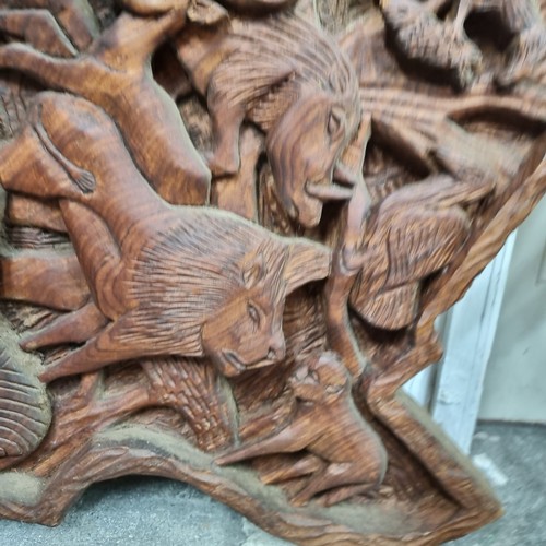 812 - Star Lot : An amazing very large hand carved wooden sculpture of the continent of Africa, featuring ... 