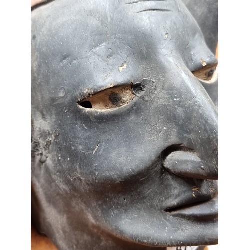 872 - Star Lot : An amazing example of an unusual African tribal Tanzanian Makonde Lipico helmet/mask With... 