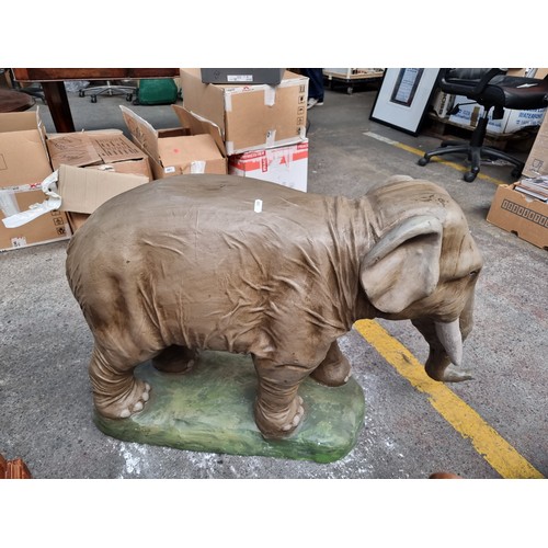 428 - Star Lot - A magnificent large hand painted vintage plaster elephant. A real one of a kind statement... 