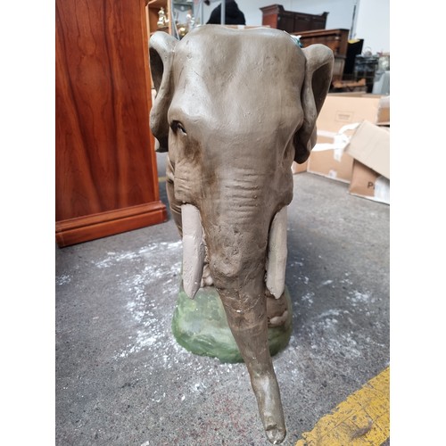 428 - Star Lot - A magnificent large hand painted vintage plaster elephant. A real one of a kind statement... 