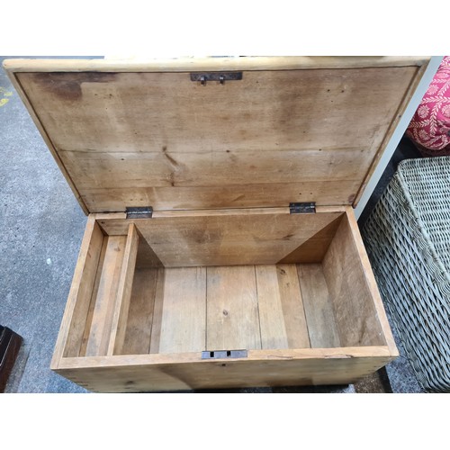 707 - Star Lot : A large well crafted 19th century carpenters chest with hinged lid and brass feet and Int... 