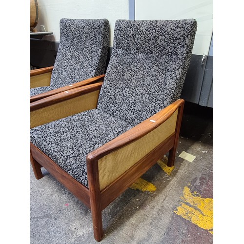 367 - Star Lot : A stylish pair of Mid Century Modern Probably Danish After Borge Mogensen armchairs with ... 