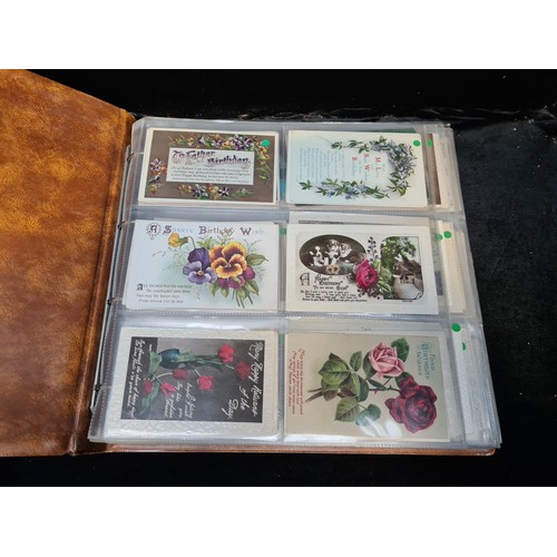 961 - Star Lot: A postcard album containing a massive collection of approx 420 birthday greetings cards fr... 