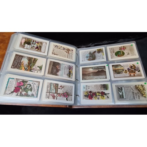 961 - Star Lot: A postcard album containing a massive collection of approx 420 birthday greetings cards fr... 