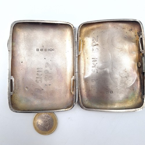 559 - A very nicely detailed antique cigarette case with hinged lid, hallmarked Birmingham 1919, dimension... 