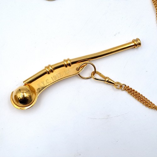 976 - A good Boatswain's whistle on a suspension chain length 120cm, item comes with history leaflet, encl... 