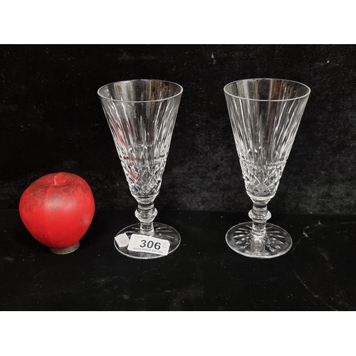 306 - Two Waterford Crystal large stemmed glasses in the Tramore pattern. Both in very good condition.