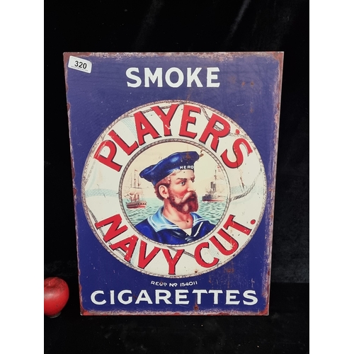 320 - A double sided metal advertising sign for Player's Please. With the iconic sailor imagery.