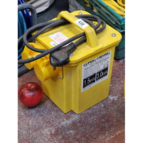 438 - Robust Carroll & Meynell Isolating Transformer, model 1.5kVA/3.0kVA, essential for safe electrical w... 