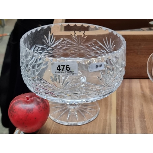 A Large Waterford  crystal pedestal bowl; boasts dazzling patterns, creating a radiant play of light with every curve. I