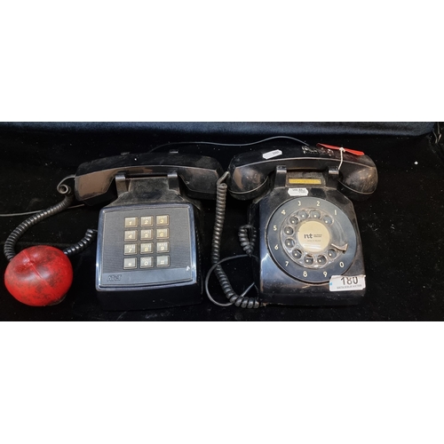 180 - Two landline phones including a vintage Irish made rotary phone c.  1978 and a USA made example with... 