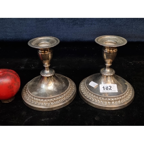 182 - A pair of elegant vintage Viners of Sheffield silver plated candle holders.