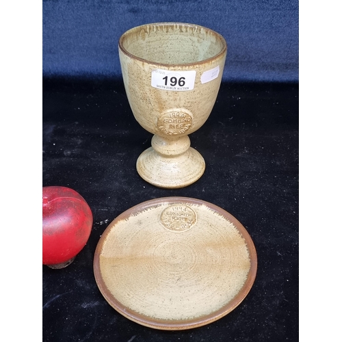 196 - An art studio pottery 1994 commemorative chalice for Edmund Rice founder of The Christian Brothers.