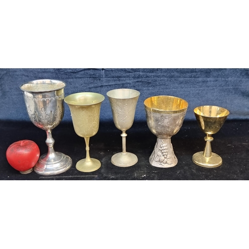 197 - A collection of five vintage ecclesiastical challis's.