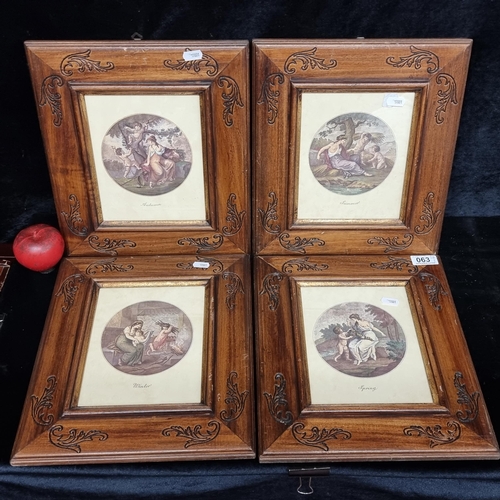 63 - A charming set of four vintage prints of neoclassical etchings featuring The Four Seasons. Housed in... 