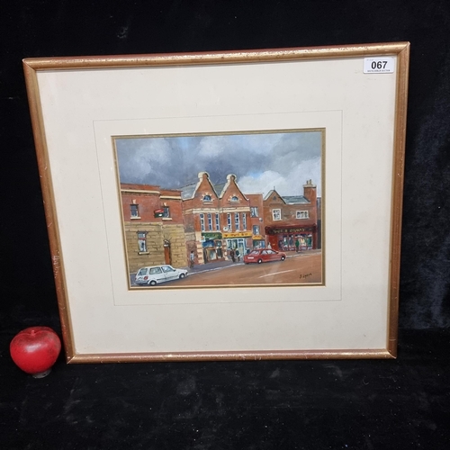 67 - A well observed oil on board painting of a Dublin scene featuring the Main Street, Blackrock. Signed... 