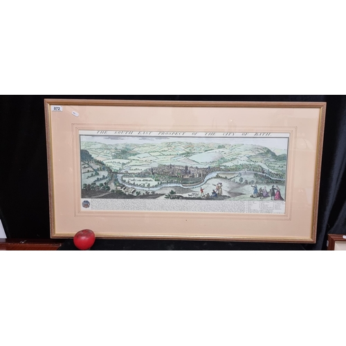 72 - A large highly detailed print of an antique coloured engraving by Nathaniel and Samuel Buck original... 