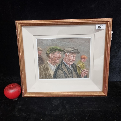 74 - An excellent original oil pastel on pastel mat drawing / painting. Featuring two characterful figure... 