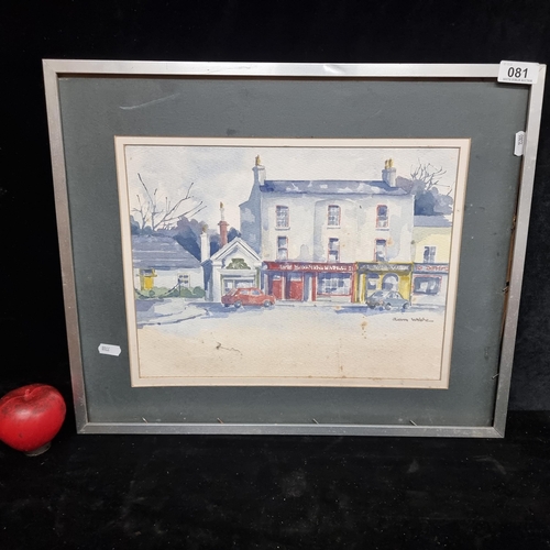 81 - An original watercolour on paper painting featuring a street scene. Signed Judith Walshe bottom righ... 