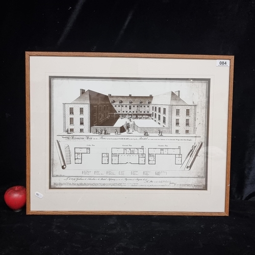 84 - A vintage print of a 1742 engraving by W. Halfpenny Delin. Features the plans and architectural draw... 