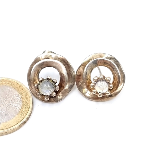 511 - A wonderful pair of vintage moon stud earrings. With one sterling silver back. Stamped 925.