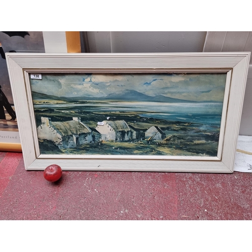 138 - A large print of a painting originally by Dermod O'Brien. Features a rural farming Irish coastline s... 