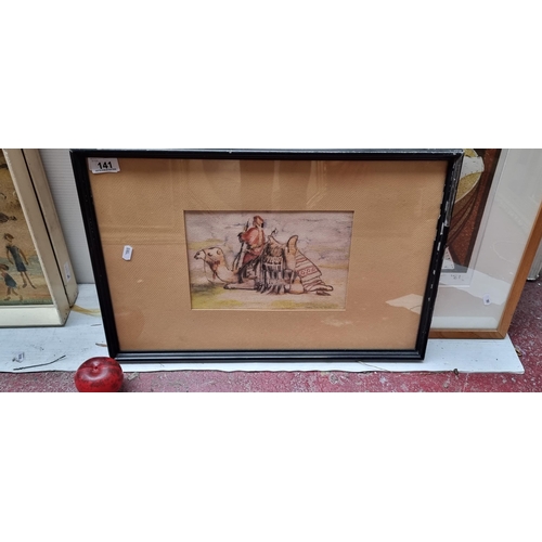 141 - A hand coloured engraving print featuring a Tuareg warrior and camel. Hand signed 'Henry Stacey Mark... 