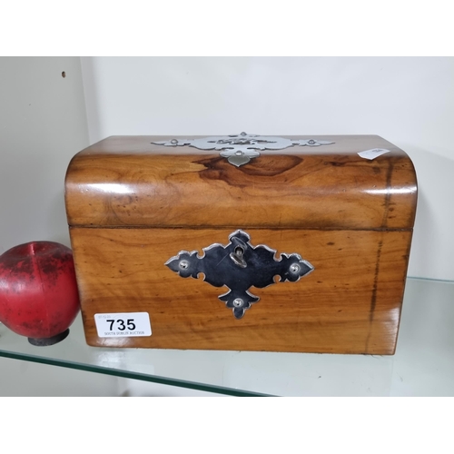 735 - Star Lot : A gorgeous 19th century  walnut tea caddie fully complete, boasting metal hardware and or... 