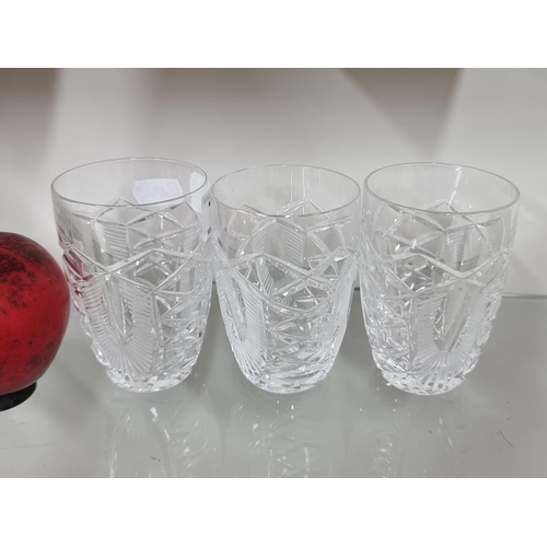 741 - A trio of Waterford Crystal Shannon Jubilee tumbler glasses. All in good condition, retaining acid m... 