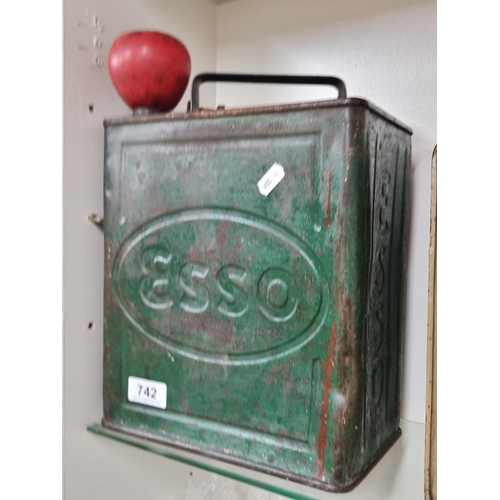 742 - A vintage original Esso branded oil petrol can with nice clear graphics and top.