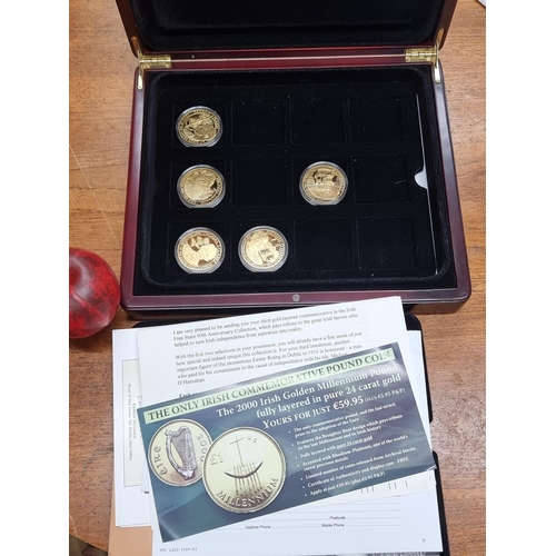 763 - An impressive collection of 5 Golden Commemorative coins from 'The Fight For Irish Independence' and... 