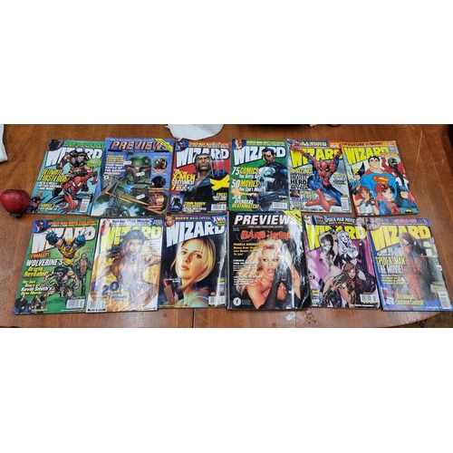 772 - A collection of 12 magazines of comic book, gaming trading card interest including 'Wizard' and 'Pre... 