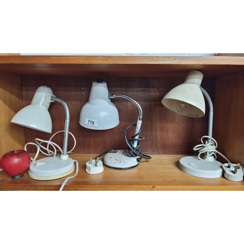 778 - Three great vintage desk lamps dating to the 1970s / 1980s, including an Italian made enameled examp... 