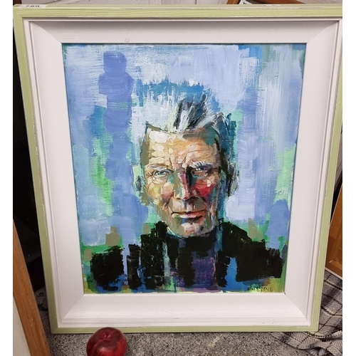 789 - Star Lot: A vibrant large original Tom Byrne (b. 1962) acrylic on canvas paining featuring a portrai... 