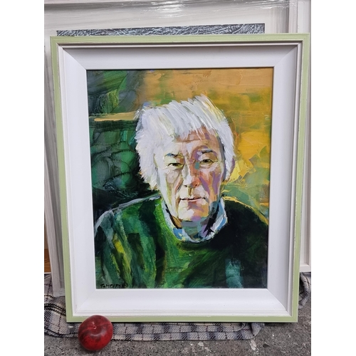 790 - Star Lot: A vibrant large original Tom Byrne (b. 1962) acrylic on canvas paining featuring a portrai... 