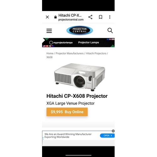 454 - Star Lot : Hitachi CP-X608 Large venue projector, Very expensive online price $9,995  This lamp base... 