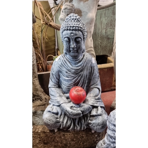 813 - A super heavy large reconstituted stone garden sculpture in the form of a Tibetan Buddha. Great qual... 