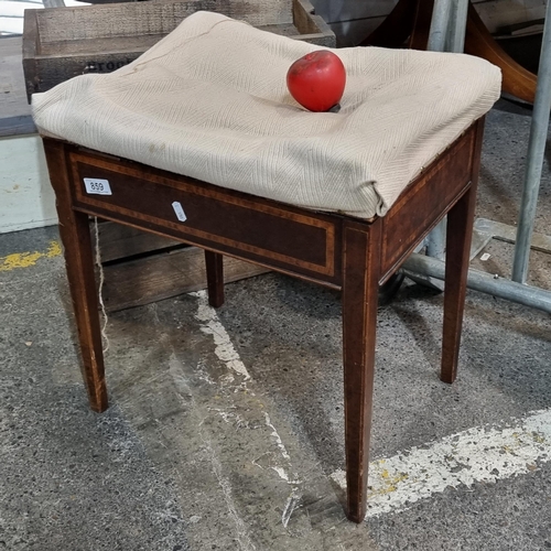 859 - A fabulous early 20th Century mahogany stool boastings fabulous string inlay detail and tapered legs... 