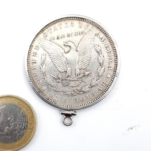 907 - An antique silver USA one dollar coin dating to 1883, suitable to be worn as a pendant, weight 28.86... 