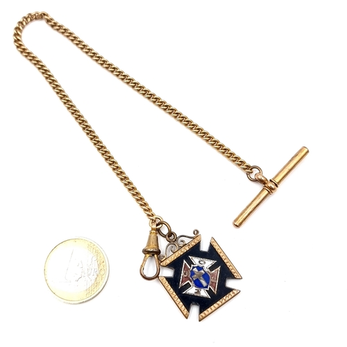 908 - A Masonic knights enameled cross medal with abbreviations 