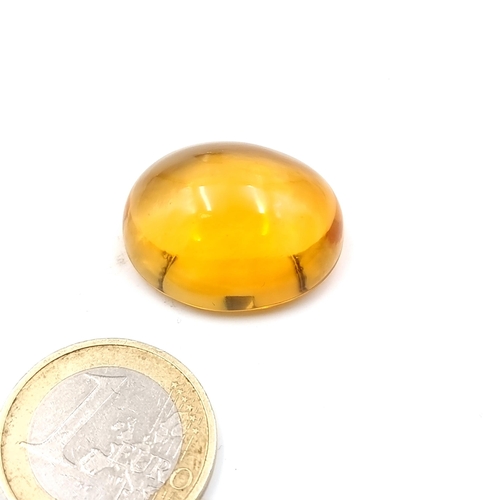 925 - A large polished cabochon amber stone, weight 9.94 grams.